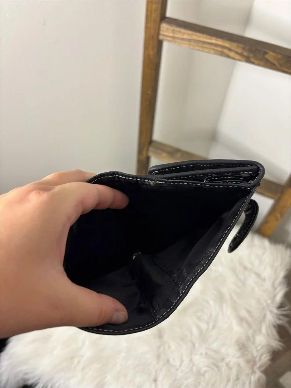 Brighton Signature Hearts Snap Wallet Leather Trim Black